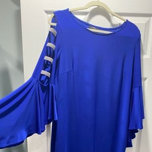 Royal Blue Dress With Rhine stone  Open Space Arms